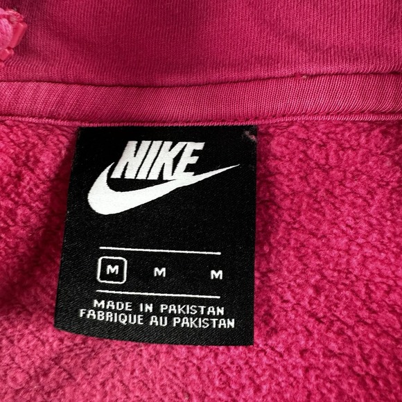 Nike Hoodie Womens Medium Pink 1/4 Zip Pull Over Hood Essential Club Fleece - Picture 5 of 8